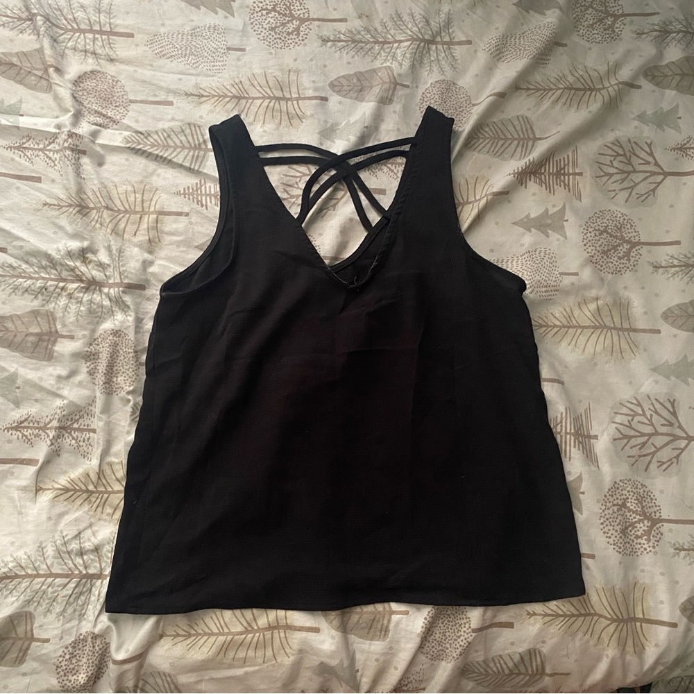 Black Strappy V-Neck Women's Tank Top